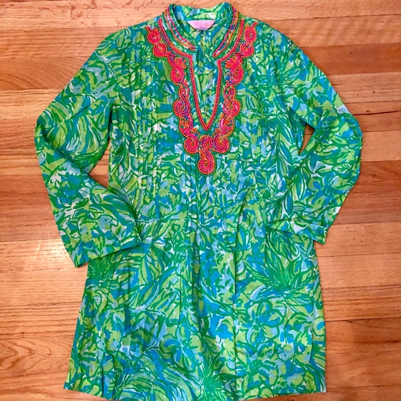 Lilly Pulitzer Tops - Lilly Pulitzer tunic with neon beading detail Lilly Pulitzer Tops - Lilly Pulitzer tunic with neon beading detail